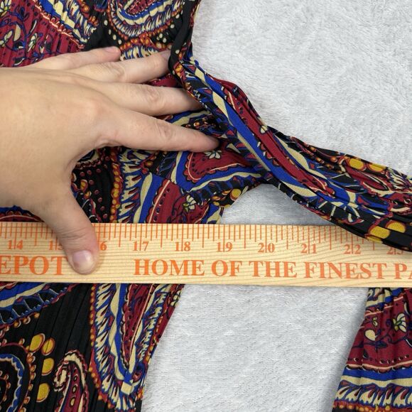 Vtg Y2K Pleated Ruffle Top Womens Large Paisley Boho Whimsigoth Dark Fairy 2000s - Picture 8 of 11